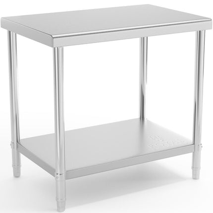 Royal Catering Steel worktop table stainless steel with shelf 90x60cm