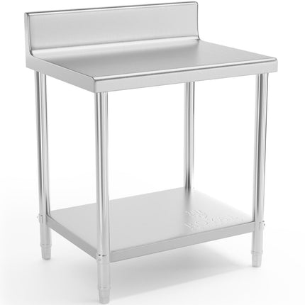 Royal Catering Worktop table steel stainless wall with a rand and 80x60cm shelf – image 2