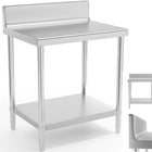 Royal Catering Worktop table steel stainless wall with a rand and 80x60cm shelf