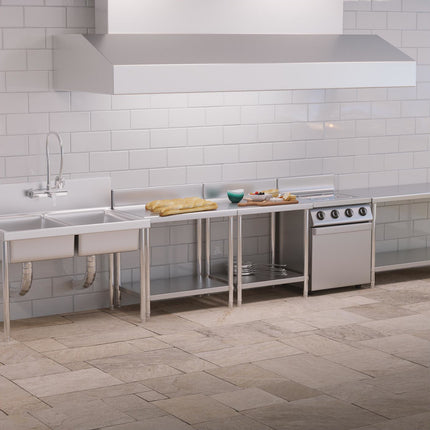 Royal Catering Worktop table stainless steel wall with 90x60cm shelf – image 5