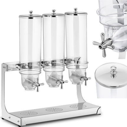 Royal Catering Dispenser for rice cereal candy transparent triple 10.5 l