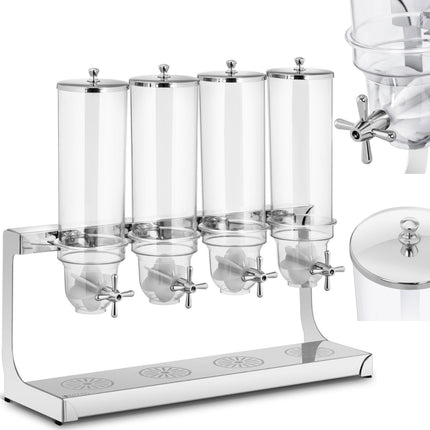 Royal Catering Dispenser for powder products Muesli bakali coffee 4 x 3.5 l