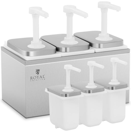 Royal Catering Triple dispenser for sauces with 3 x 2 l stainless steel pump