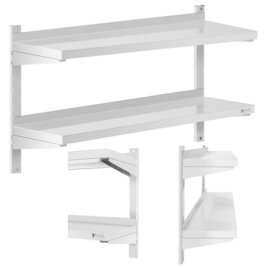 Royal Catering Wall shelf hanging double gastronomy with STAL adjustment 100 x 30 cm