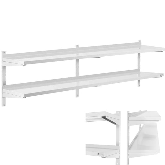 Royal Catering Wall shelf hanging double gastronomy with STAL 200 x 40 cm adjustable