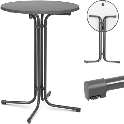 Royal Catering Table bar table round high folding wed 80 cm height 110 cm grey