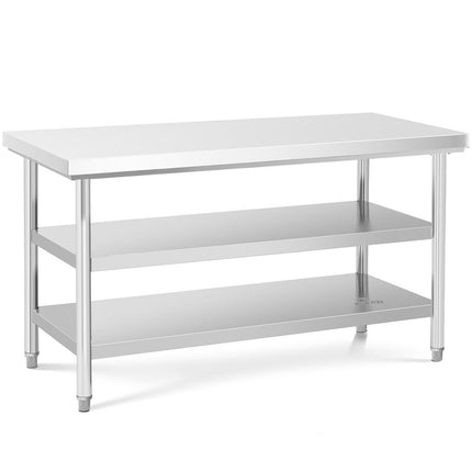 Royal Catering Worktop table stainless steel with 2 shelves 150x70cm – image 2