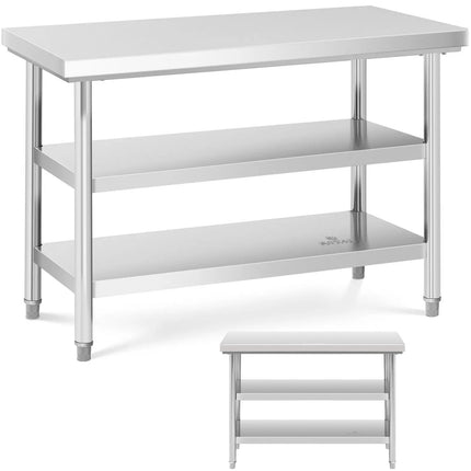 Royal Catering Table, central steel worktop, 3 levels, 120 x 60 cm, up to 600 kg