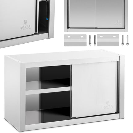 Royal Catering Catering wall cabinet with sliding doors, STEEL, 100 x 45 x 60 cm