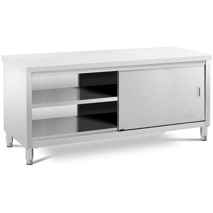 Royal Catering Stainless steel gastronomy freestanding cabinet, sliding doors, 200x70cm – image 2