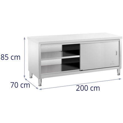 Royal Catering Stainless steel gastronomy freestanding cabinet, sliding doors, 200x70cm – image 6