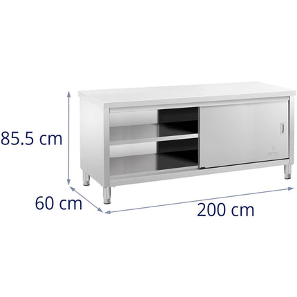 Royal Catering Table, central worktop with sliding door cabinet, 200 x 60 x 85.5 cm – image 6