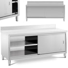 Royal Catering Stainless steel cabinet with wall-to-wall door sliding 200x60cm