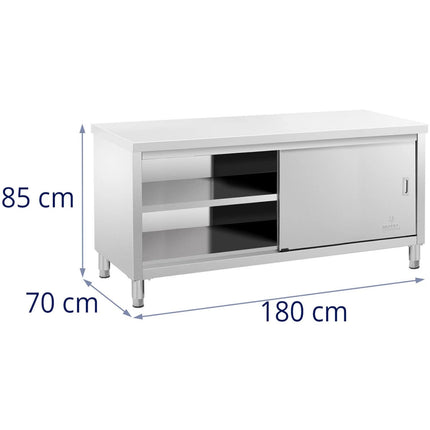 Royal Catering Central worktop table with sliding door cabinet 180 x 70 x 85 cm – image 6