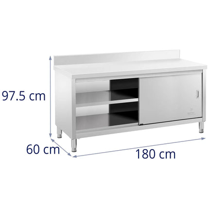 Royal Catering Table, wall-mounted worktop with cabinet and sliding door edge, 150 x 70 cm – image 20