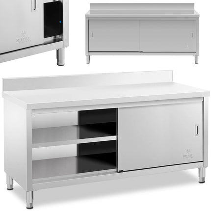 Royal Catering Table, wall-mounted worktop with cabinet and sliding door edge, 150 x 70 cm – image 14