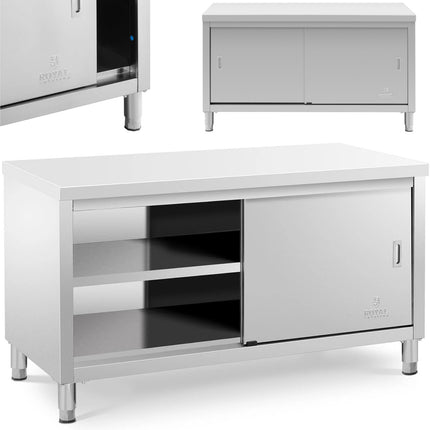 Royal Catering Central worktop table with sliding door cabinet 180 x 70 x 85 cm – image 13