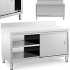 Royal Catering Table, wall-mounted worktop with cabinet and sliding door edge, 150 x 70 cm