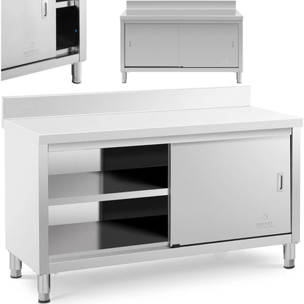 Royal Catering Table worktop wall with cabinet and door front sliding 150 x 60 cm