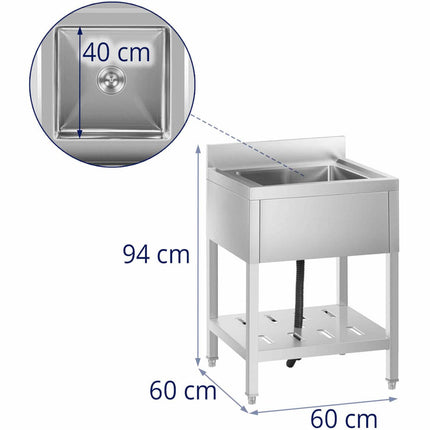 Royal Catering Sink dining pool with shelf and a Rand of 60 x 60 x 94 cm – image 7