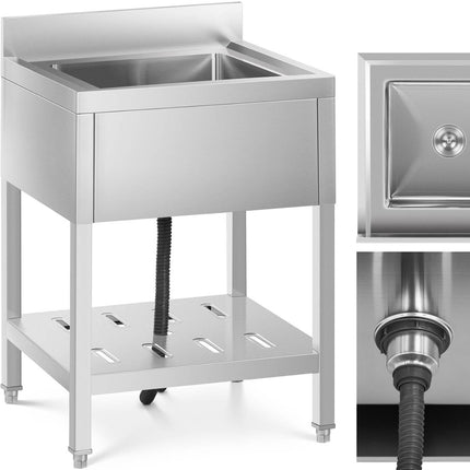 Royal Catering Sink dining pool with shelf and a Rand of 60 x 60 x 94 cm