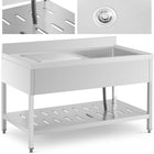 Royal Catering Sink one-chamber dining pool with shelf and a right-row 140 x 70 x 94.5 cm