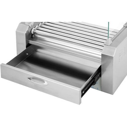 Royal Catering Heater roller grill for hot dog sausages with drawer and cover - 7 rolls – image 4