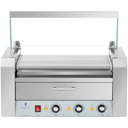 Royal Catering Heater roller grill for hot dog sausages with drawer and cover - 7 rolls – image 6