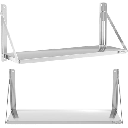 Royal Catering Wall dining shelf composed of stainless steel up to 40 kg 100 x 30 cm