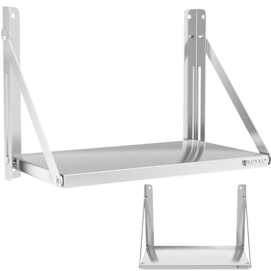 Royal Catering Foldable stainless steel catering wall shelf up to 40 kg, 60 x 30 cm