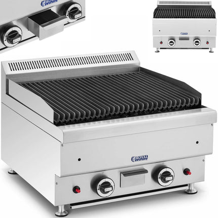 Royal Catering Lava grill for natural gas, grooved, 50 x 47 cm, 2 x 7200 W