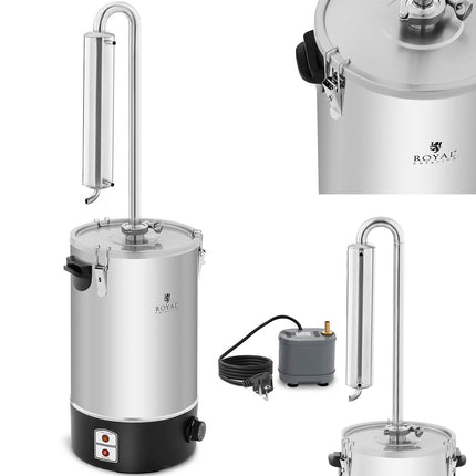 Royal Catering Distillates, purified to water for producing essential oils of 20 l stainless steel