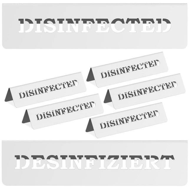 Royal Catering Information plate for table made of stainless steel DISINFECTED / DESINFIZIERT 5 pcs.