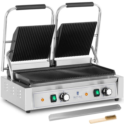Royal Catering Double-sided, grooved contact grill 3600 W