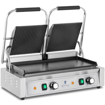 Royal Catering Double contact grill with smooth and grooved plate 48 x 23 cm 3600 W – image 2