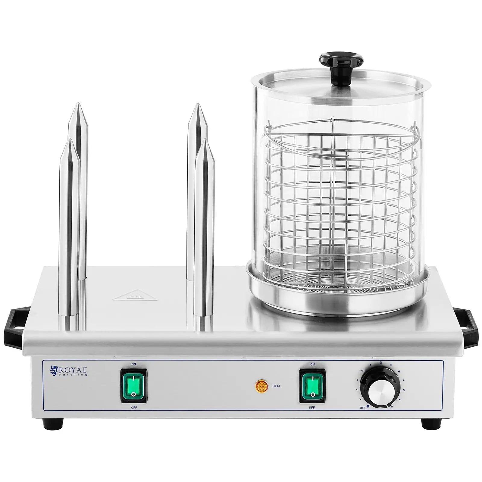 Royal Catering Hot dog warmer, 4 bun skewers, container for 30 sausages, 650 W – image 2