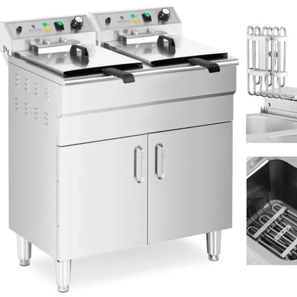Royal Catering Double free-standing electric fryer with cabinet 400 V 10000 W 26 l