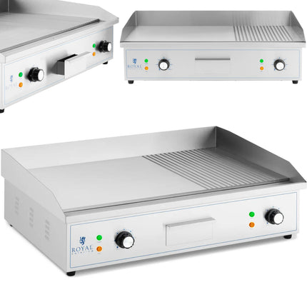 Royal Catering Electric grill, smooth, grooved grill plate, 727 x 420 mm, 4400 W