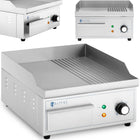 Royal Catering Electric grill, smooth, grooved grill plate, 360 x 380 mm, 2000 W