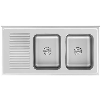 Royal Catering Two-bowl catering pool sink with a cabinet with sliding doors 140 x 70 x 95 cm – image 5