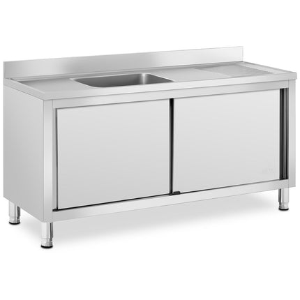 Royal Catering Single chamber gastronomy sink with sliding door cabinet 160 x 60 x 94.5 cm – image 2