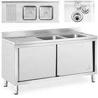 Royal Catering Double-chamber dining pool sink with sliding door cabinet 160 x 60 x 95 cm