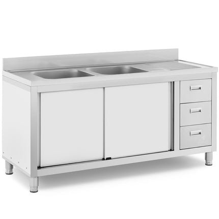 Royal Catering Two chamber dining pool with sliding drawer cabinet 160 x 60 x 95 cm – image 2