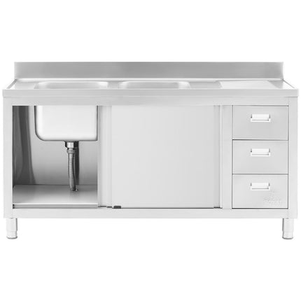 Royal Catering Two chamber dining pool with sliding drawer cabinet 160 x 60 x 95 cm – image 6