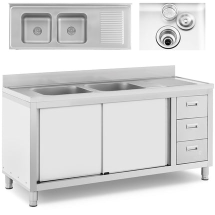 Royal Catering Two chamber dining pool with sliding drawer cabinet 160 x 60 x 95 cm