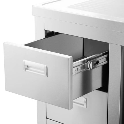 Royal Catering Single chamber dining pool sink with sliding door drawers 120 x 60 x 94 cm – image 3