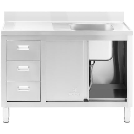 Royal Catering Single chamber dining pool sink with sliding door drawers 120 x 60 x 94 cm – image 6