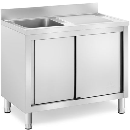 Royal Catering Single chamber dining pool sink with sliding door cabinet left 100 x 60 x 95 cm – image 2