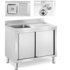 Royal Catering Single chamber dining pool sink with sliding door cabinet left 100 x 60 x 95 cm