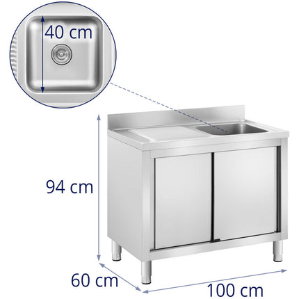 Royal Catering Sink dining pool with sliding door cabinet right 140 x 60 x 94.5 cm – image 17